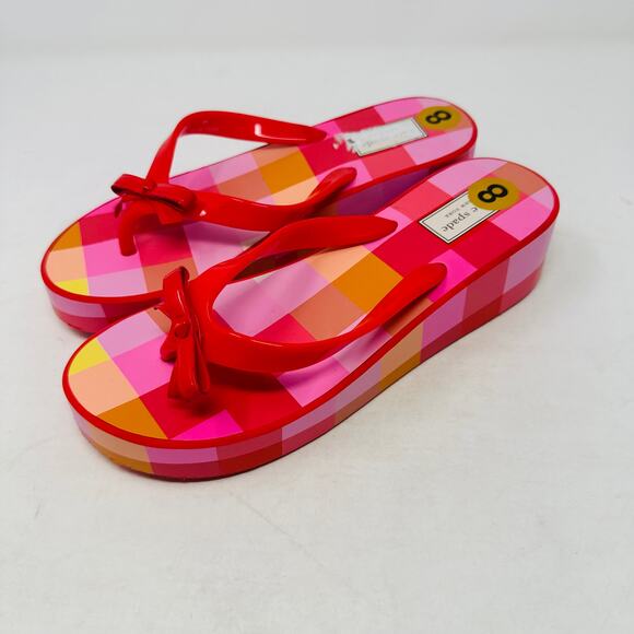 kate spade Shoes - Kate Spade Red and Pink Checkered Sandals